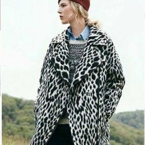 Banana Republic leopard motorcycle cocoon coat S